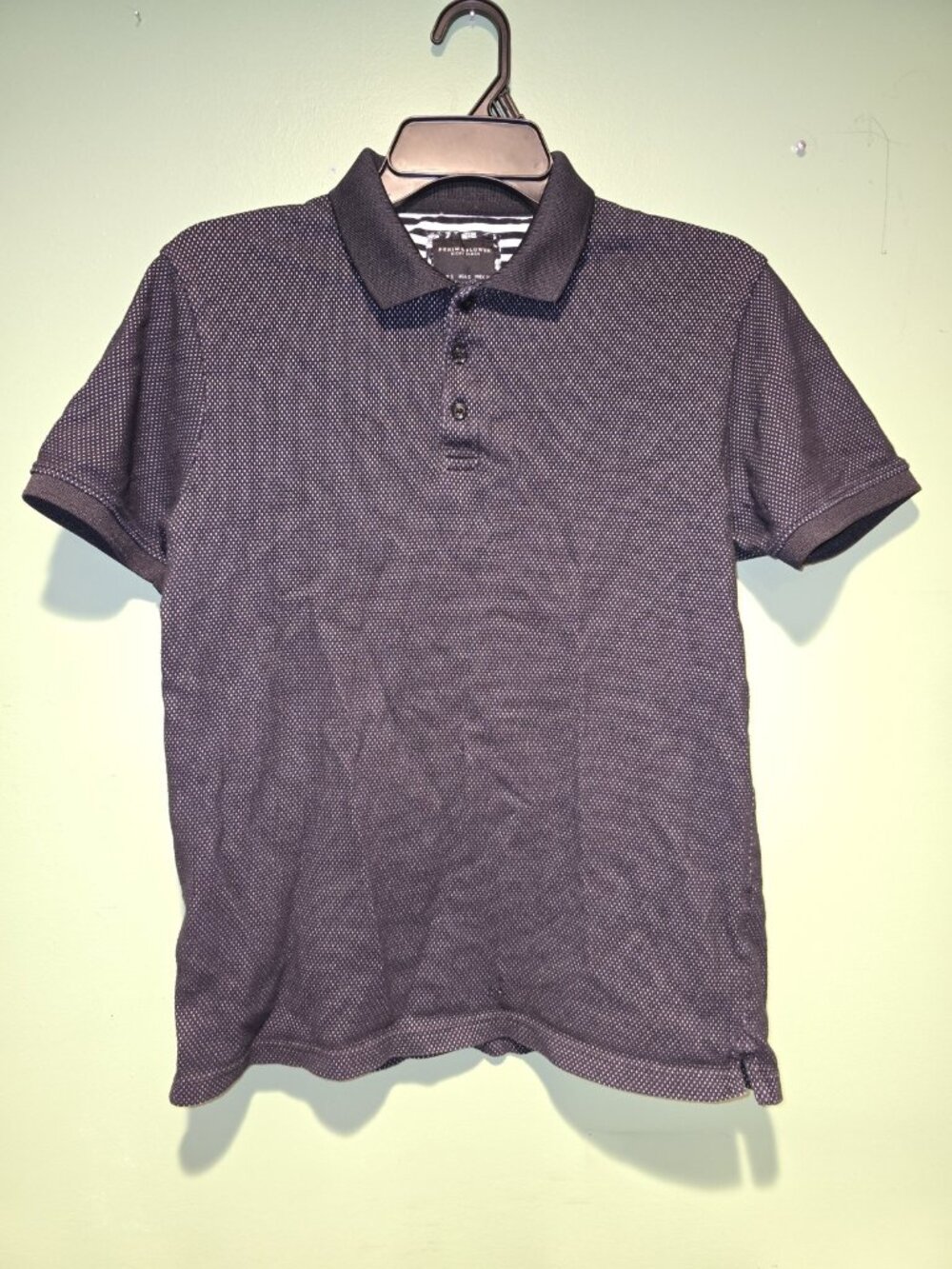 Denim & Flower Ricky Singh Short Sleeve Geometric Knit Collared Polo Size Small